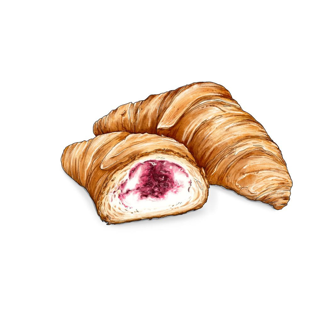 Croissant s mascarpone a malinami